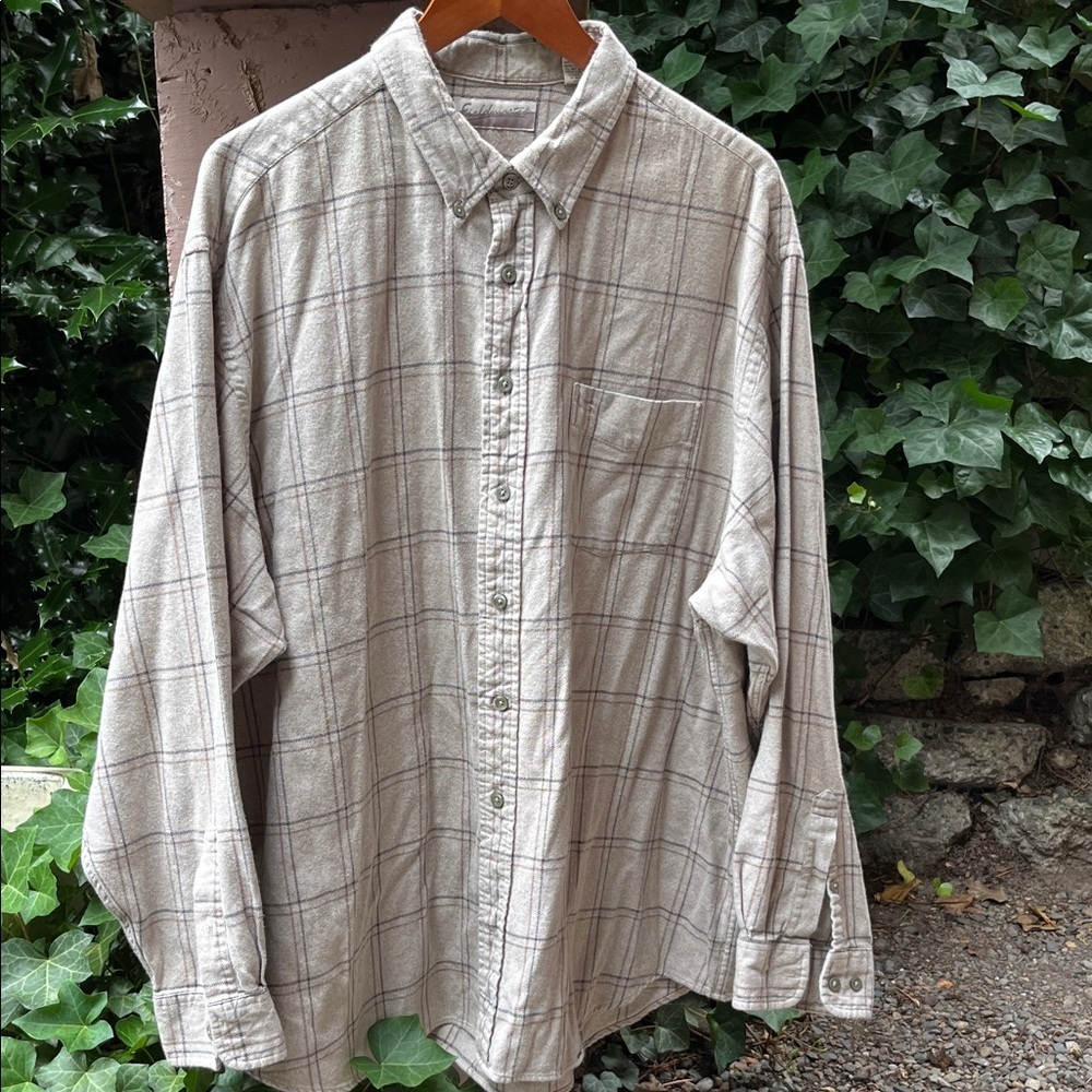 Classic Beige Plaid Men's Shirt